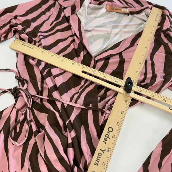 The Andamane Dress Womens 10 Pink Jane Zebra Wrap Mini Collared Jersey - Picture 12 of 12